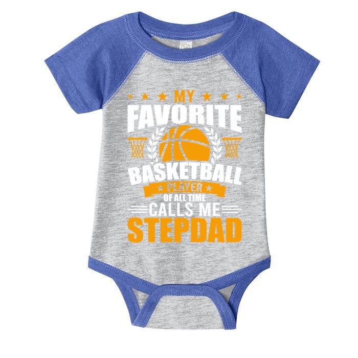 My Favorite Basketball Player Calls Me Stepdad Gift Infant Baby Jersey Bodysuit