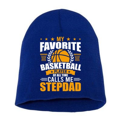 My Favorite Basketball Player Calls Me Stepdad Gift Short Acrylic Beanie
