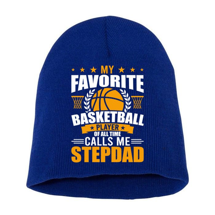 My Favorite Basketball Player Calls Me Stepdad Gift Short Acrylic Beanie