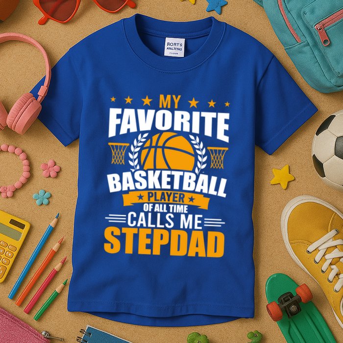 My Favorite Basketball Player Calls Me Stepdad Gift Kids T-Shirt