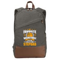 My Favorite Basketball Player Calls Me Stepdad Gift Cotton Canvas Backpack