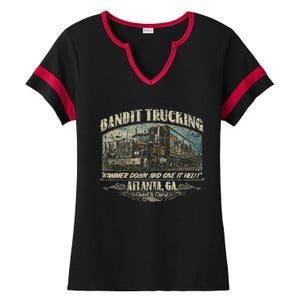 Men Funny Bandit Trucking 1977 Family Distressed Ladies Halftime Notch Neck Tee