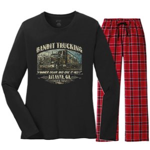 Men Funny Bandit Trucking 1977 Family Distressed Women's Long Sleeve Flannel Pajama Set 