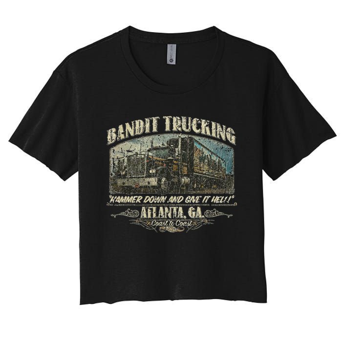 Men Funny Bandit Trucking 1977 Family Distressed Women's Crop Top Tee