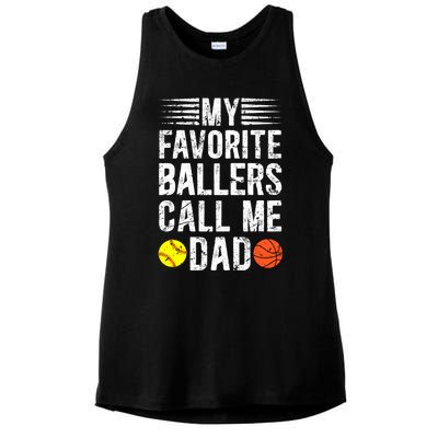 My Favorite Ballers Call Me Dad Basketball Softball Dad Gift Ladies PosiCharge Tri-Blend Wicking Tank