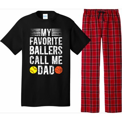 My Favorite Ballers Call Me Dad Basketball Softball Dad Gift Pajama Set