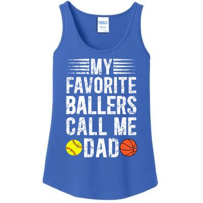 My Favorite Ballers Call Me Dad Basketball Softball Dad Gift Ladies Essential Tank