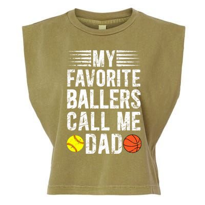 My Favorite Ballers Call Me Dad Basketball Softball Dad Gift Garment-Dyed Women's Muscle Tee