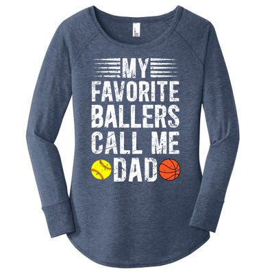 My Favorite Ballers Call Me Dad Basketball Softball Dad Gift Women's Perfect Tri Tunic Long Sleeve Shirt