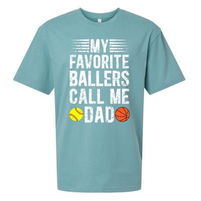 My Favorite Ballers Call Me Dad Basketball Softball Dad Gift Sueded Cloud Jersey T-Shirt