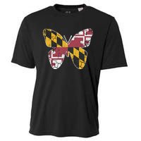 Maryland Flag Butterfly Home State Vintage Distressed Cooling Performance Crew T-Shirt