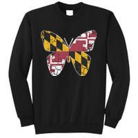 Maryland Flag Butterfly Home State Vintage Distressed Sweatshirt