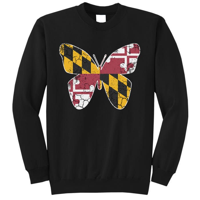 Maryland Flag Butterfly Home State Vintage Distressed Sweatshirt