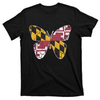 Maryland Flag Butterfly Home State Vintage Distressed T-Shirt