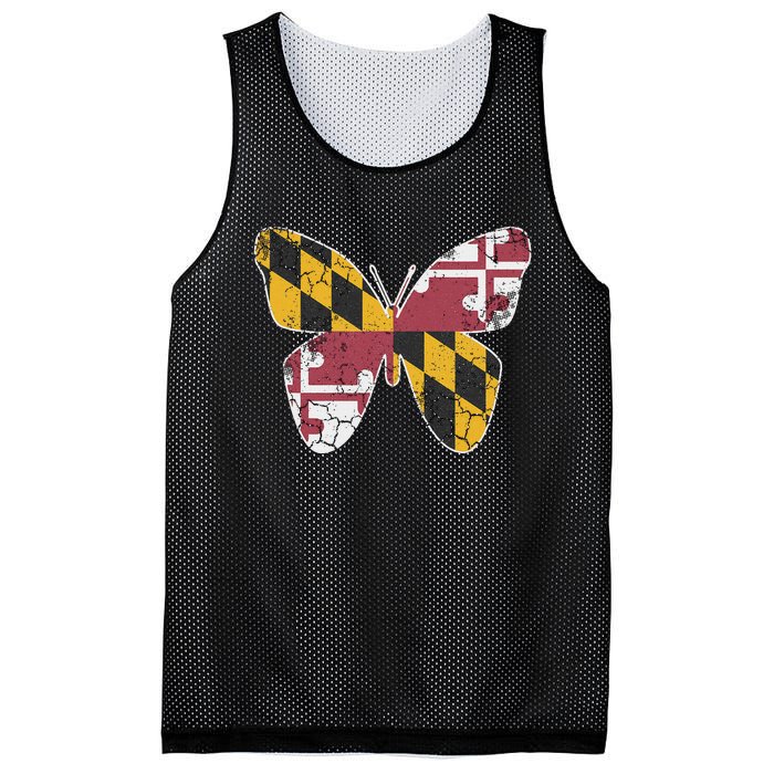 Maryland Flag Butterfly Home State Vintage Distressed Mesh Reversible Basketball Jersey Tank