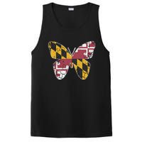 Maryland Flag Butterfly Home State Vintage Distressed PosiCharge Competitor Tank