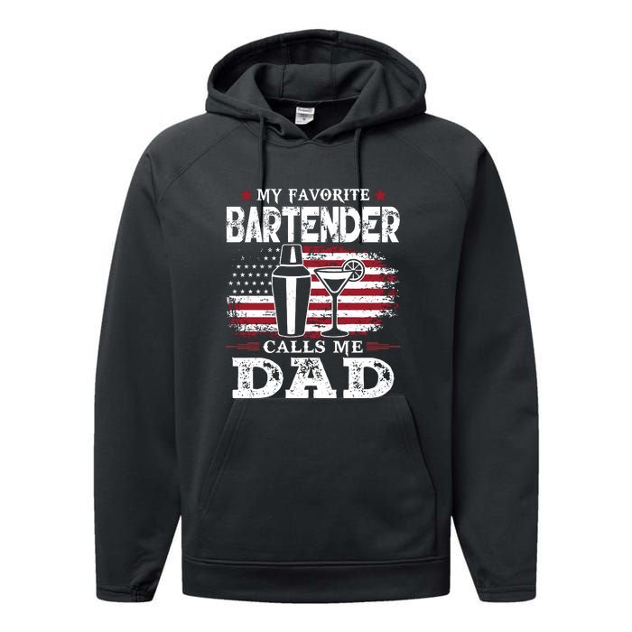 My Favorite Bartender Calls Me Dad Fathers Day Gift Performance Fleece Hoodie