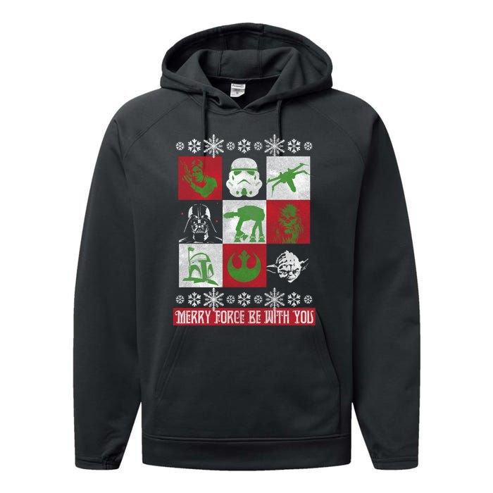 Merry Force Be With You Christmas Long Sleeve Long Sleeve Performance Fleece Hoodie