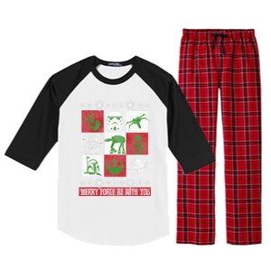 Merry Force Be With You Christmas Long Sleeve Long Sleeve Raglan Sleeve Pajama Set