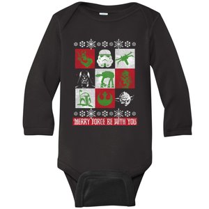 Merry Force Be With You Christmas Long Sleeve Long Sleeve Baby Long Sleeve Bodysuit