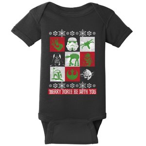 Merry Force Be With You Christmas Long Sleeve Long Sleeve Baby Bodysuit