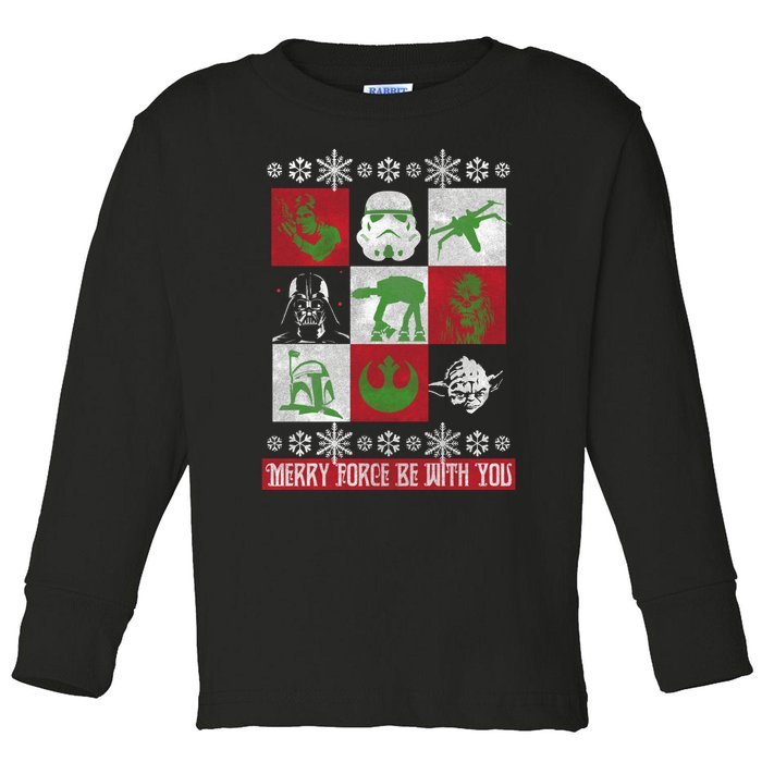 Merry Force Be With You Christmas Long Sleeve Long Sleeve Toddler Long Sleeve Shirt