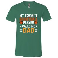 My Favorite Basketball Player Call Me Dad Gift For Basketball Fan Sport Team V-Neck T-Shirt