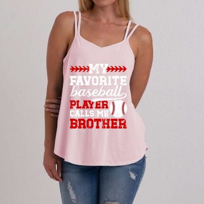 My Favorite Baseball Player Brother Baseball Brother Great Gift Women's Strappy Tank