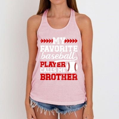 My Favorite Baseball Player Brother Baseball Brother Great Gift Women's Knotted Racerback Tank