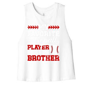 My Favorite Baseball Player Brother Baseball Brother Great Gift Women's Racerback Cropped Tank