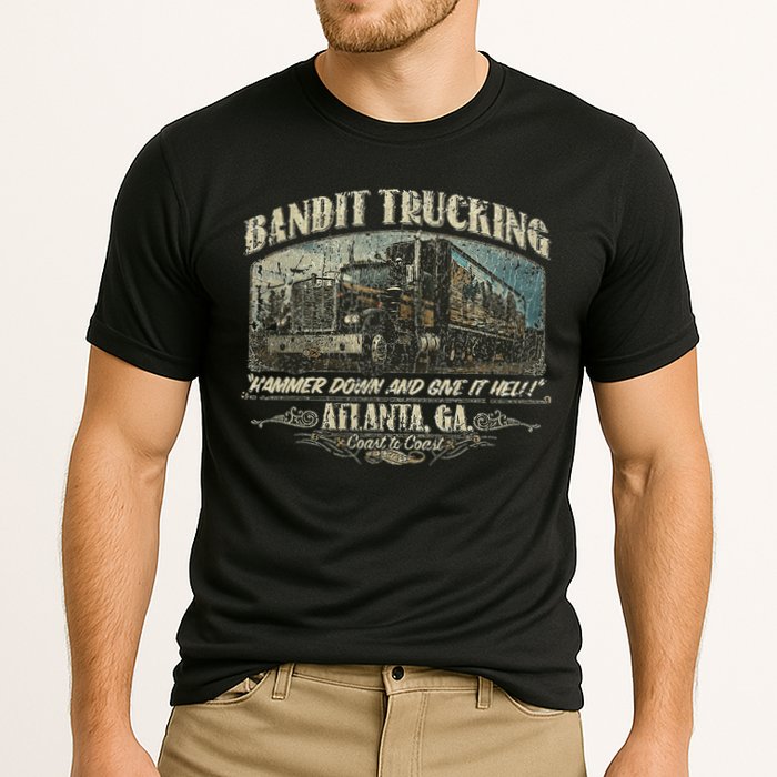 Men Funny Bandit Trucking 1977 Family Distressed Cooling Performance Crew T-Shirt