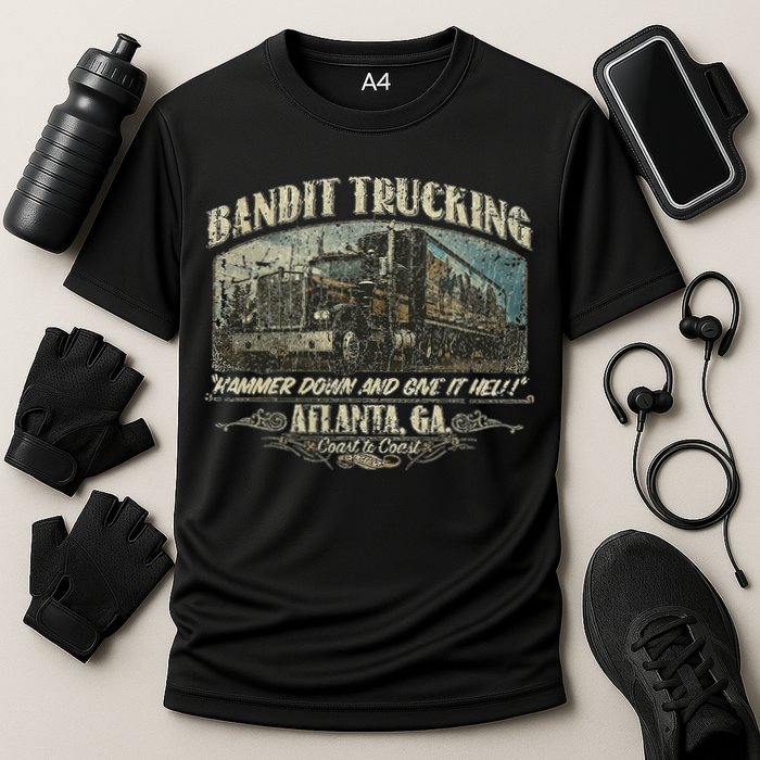 Men Funny Bandit Trucking 1977 Family Distressed Cooling Performance Crew T-Shirt
