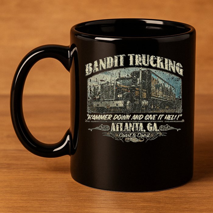 Men Funny Bandit Trucking 1977 Family Distressed 11oz C Handle Ceramic Mug