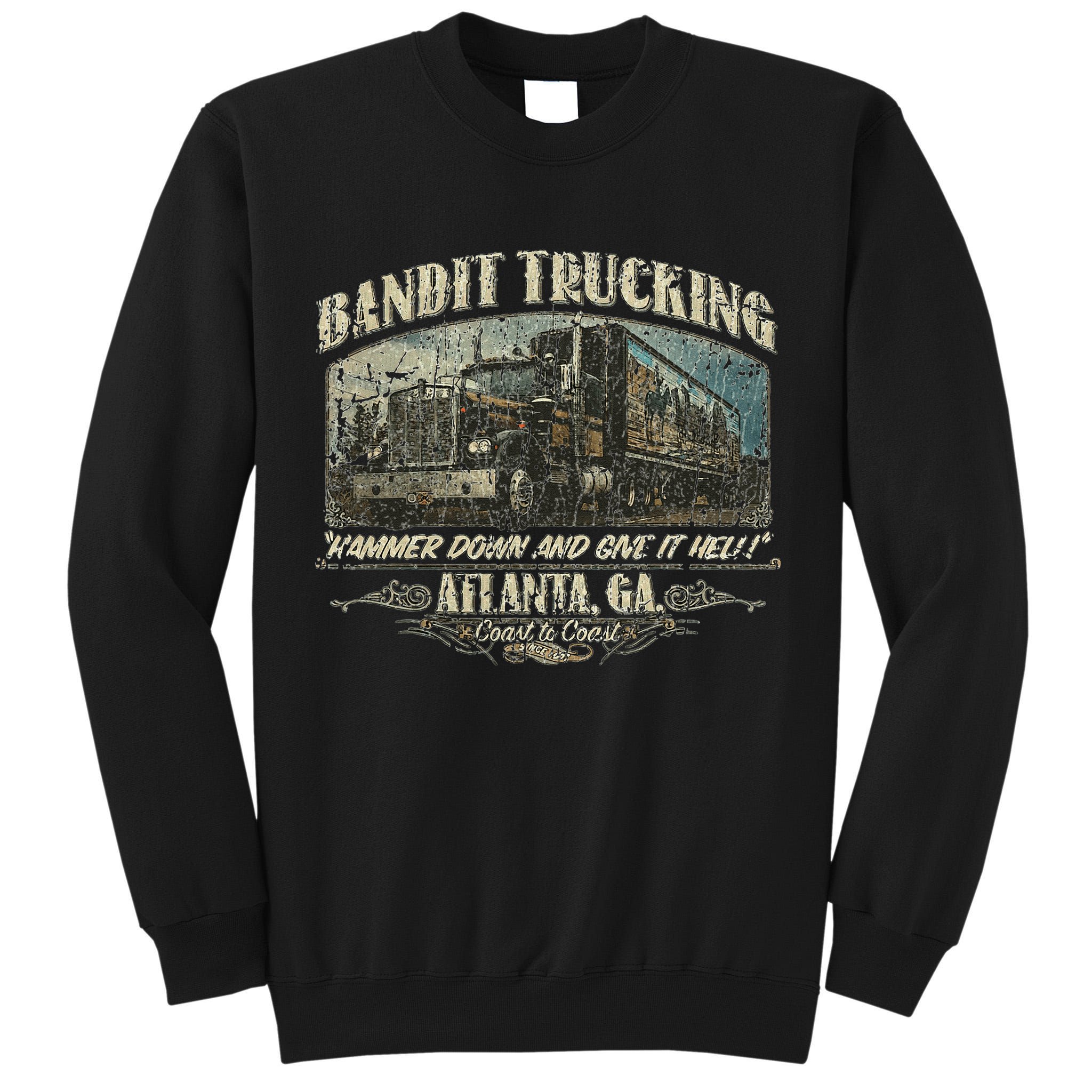 Men Funny Bandit Trucking 1977 Family Distressed Tall Sweatshirt
