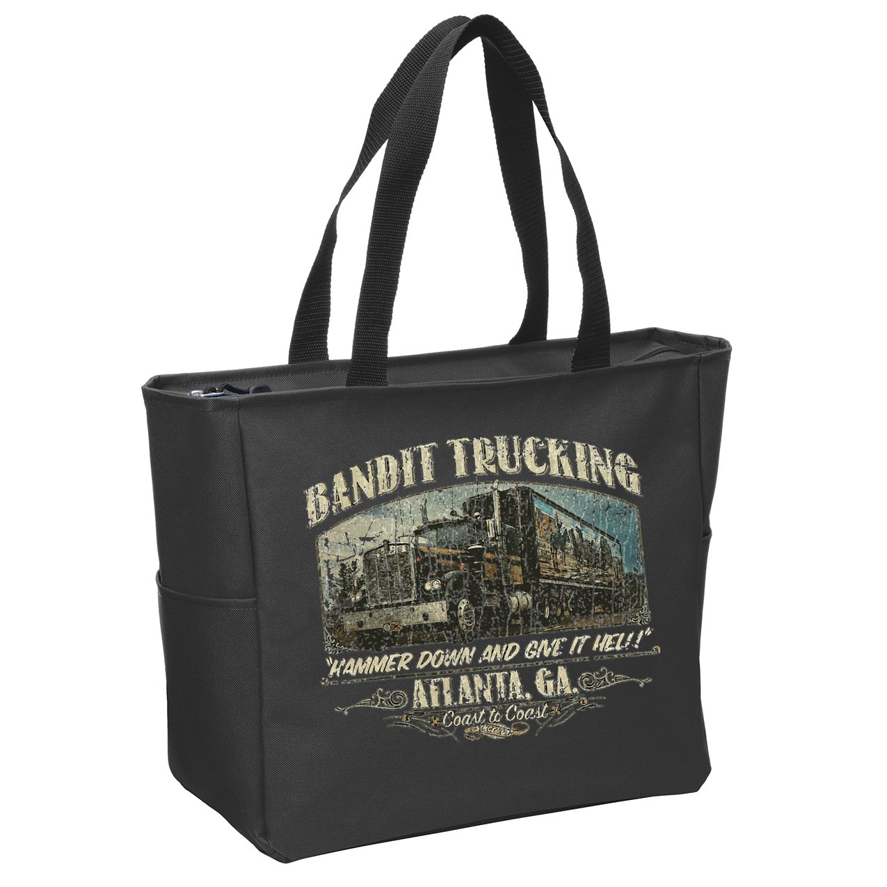 Men Funny Bandit Trucking 1977 Family Distressed Zip Tote Bag
