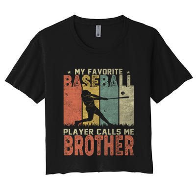 My Favorite Baseball Player Calls Me Brother Funny Baseball Gift Crop Top