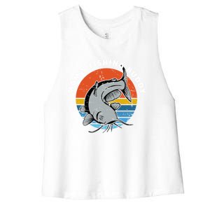 Mom's Fishing Buddy Catfish Graphic Gift Women's Racerback Cropped Tank