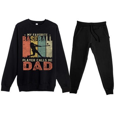 My Favorite Baseball Player Calls Me Dad Funny Baseball Dad Gift Premium Crewneck Sweatsuit Set