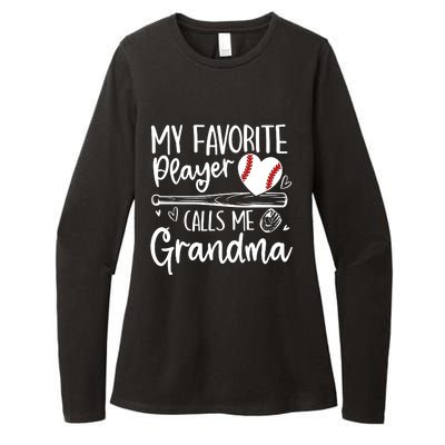 My Favorite Baseball Player Calls Me Grandma Baseball Heart Mothers Womens CVC Long Sleeve Shirt