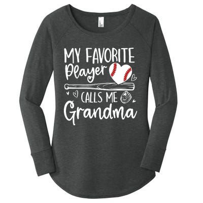 My Favorite Baseball Player Calls Me Grandma Baseball Heart Mothers Women's Perfect Tri Tunic Long Sleeve Shirt