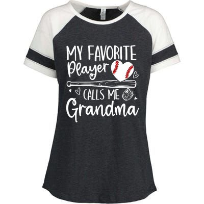 My Favorite Baseball Player Calls Me Grandma Baseball Heart Mothers Enza Ladies Jersey Colorblock Tee