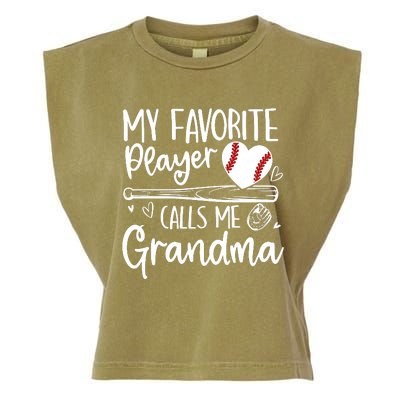 My Favorite Baseball Player Calls Me Grandma Baseball Heart Mothers Garment-Dyed Women's Muscle Tee