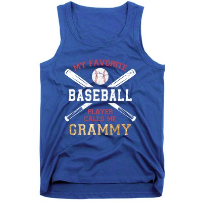 My Favorite Baseball Player Calls Me Grammy Baseball Cool Gift Tank Top