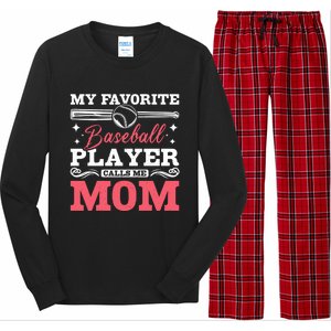 My Favorite Baseball Player Calls Me Mom Meaningful Gift Long Sleeve Pajama Set