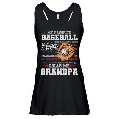 My Favorite Baseball Player Calls Me Grandpa Ladies Essential Flowy Tank