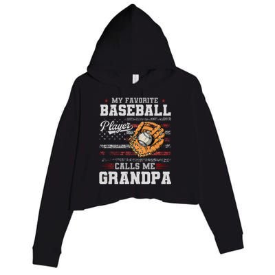 My Favorite Baseball Player Calls Me Grandpa Crop Fleece Hoodie