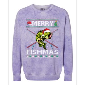 Merry Fishmas Bass Fish Fishing Christmas Ugly Sweater Xmas Sweat Colorblast Crewneck Sweatshirt