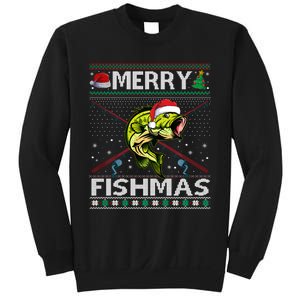 Merry Fishmas Bass Fish Fishing Christmas Ugly Sweater Xmas Sweat Sweatshirt