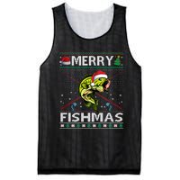 Merry Fishmas Bass Fish Fishing Christmas Ugly Sweater Xmas Sweat Mesh Reversible Basketball Jersey Tank