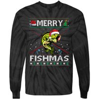 Merry Fishmas Bass Fish Fishing Christmas Ugly Sweater Xmas Sweat Tie-Dye Long Sleeve Shirt